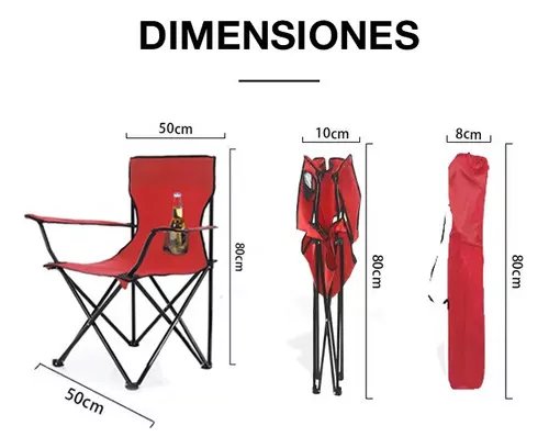 Silla Camping Plegable con Porta Vasos