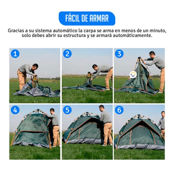 Carpa Automática para Camping 4 Personas | Resistente al Agua y Fácil de Armar